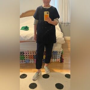 Adorable navy knitted top/ sweater/ mini dress